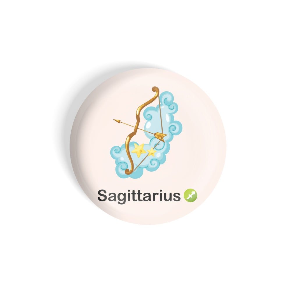 dhcrafts Round Fridge Magnet Pink Color Cute Zodiac Sign Sagittarius D3 Glossy Finish Design Pack of 1 (58 mm)
